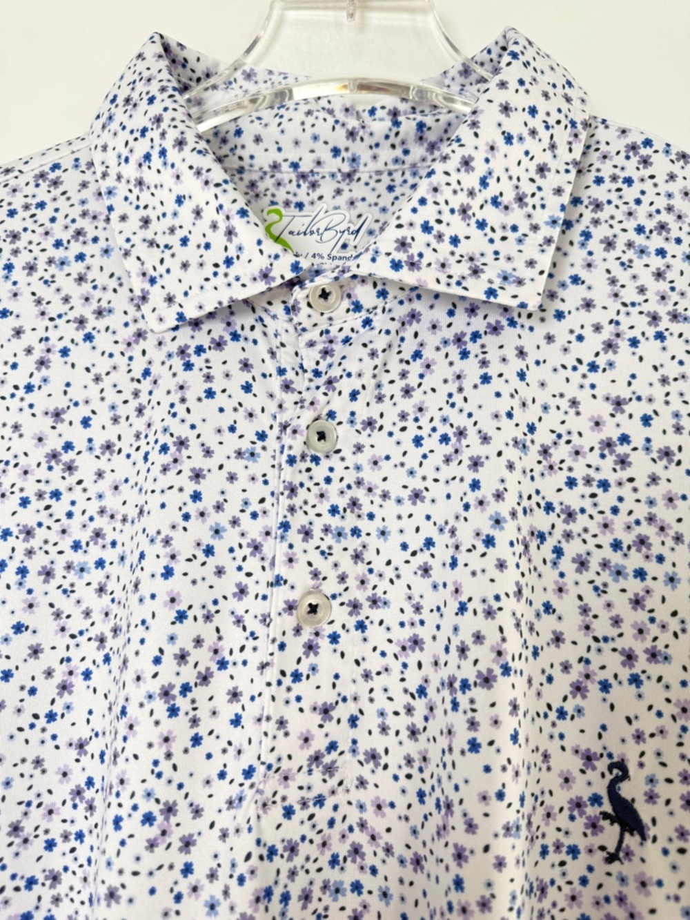 Tailor Byrd Ditsy Floral Performance Polo Golf Shirt White Blue Men's  Size XL - Picture 3 of 17